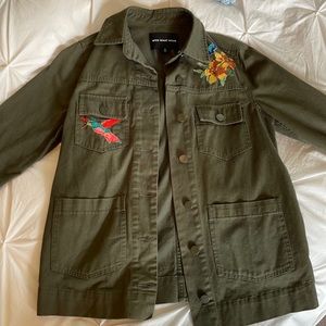 Who What Wear Army Green Embroidered Jacket